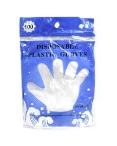 Disposable plastic gloves, 16x23.5 cm, transp