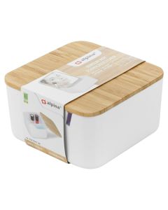 Cosmetic organizer with mirror, 12.9x6.7 cm, white, brown