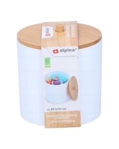 Cosmetics organizer with bamboo lid, 9.5x10.5 cm