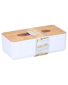 Cosmetic tissue box with bamboo lid Alpina, 26x13x8.5 cm