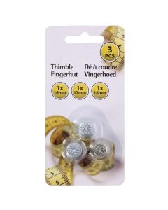 Non-branded Thimbles 16 - 18 Mm Steel Silver 3 Pieces, 1 pack