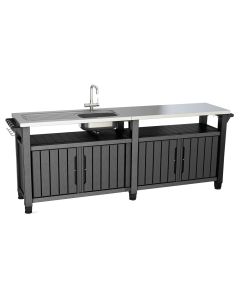 Outdoor table, Unity Chef, Ecom, resin and aluminum, 237x52x90 cm, dark gray, 1 piece