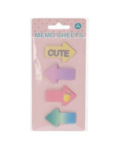 Sticky memo paper. 4 pieces. mixed. 1 pack