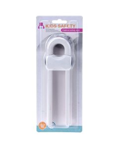 Sigurues për dyert e kabineteve dhe dollapëve, pa adeziv, Kids Safety, plastikë, 6x3x18.5 cm, e bardhë, 1 copë