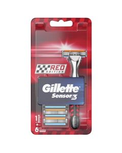 Gillette Sensor3 Shaver Red Edition + 6 Replacement Shavers