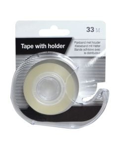 Adhesive tape with tape holder, plastic, 12x8x4.5 cm, transparent, 1 piece