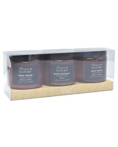 Set with body cream, shower crystals, body scrub, 3 pieces