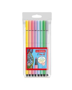 Colored markers, Pen 68, Pastel, Stabilo, plastic, 8.5x0.9x19 cm, assorted, 8 pieces