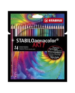 Colored pencils, Aquacolor, Stabilo, wood, 21.5x17.8x1 cm, assorted, 24 pieces