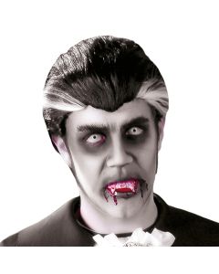 Dracula Halloween wig, synthetic yarn, 23 cm, white and black, 1 piece