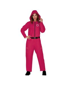 Halloween costume for adults, Squid Game Guardian, polyester, 38/40, pink, 1 piece