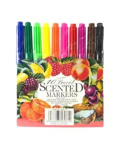 Colored markers for children, with fruit scent, plastic, 14 cm, assorted, 10 pieces