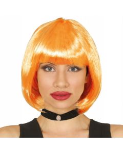 Halloween wig, Bobline, synthetic yarn, 23 cm, orange, 1 piece