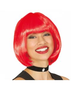Halloween wig, Bobline, synthetic yarn, 23 cm, red, 1 piece