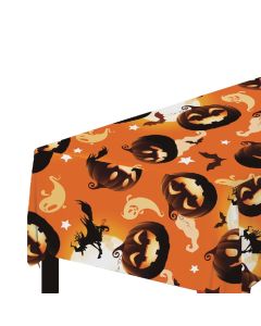 Table cover, plastic, with pumpkins, orange, 137x274 cm, 1 piece