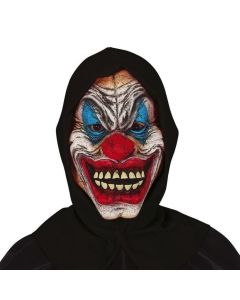 Clown mask with hood, latex and textile, 1 piece