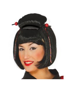 Japanese wig, halloween, black, 1 piece