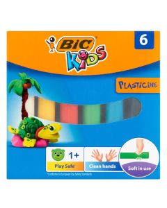 Plasticine for children, Kids, Bic, plasticine, 9x9x1 cm, blue and orange, 6 pieces