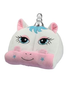 Book and tablet holder, unicorn, plush, 30x20x20 cm, white and pink, 1 piece