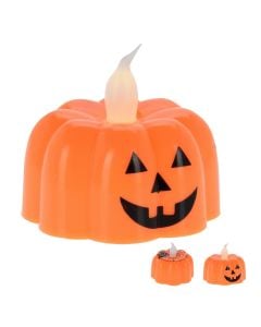 Decorative candles for Halloween, plastic, pumpkin, 4 cm, with battery, orange, 1 piece