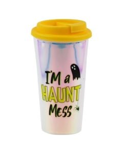Glass with Halloween decor, plastic, 450 ml, glass, 1 piece