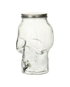 Jar with faucet, halloween, skull shape, glass, 1 lt, 1 piece