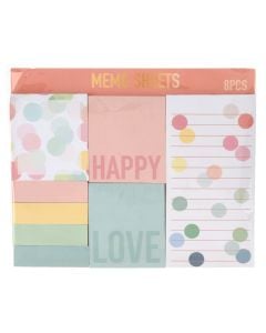 Memo stick, notes set, 8 pieces, mix