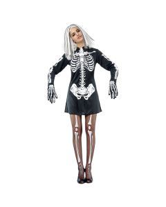 Halloween costume for women, "Skeleton girl", M black-white