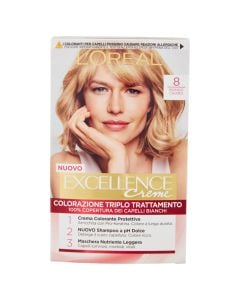 Hair dye, Loreal, N.8, light blonde, 40 ml, 1 piece