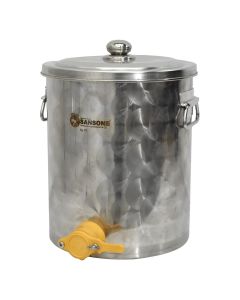 Honey container, with tap, stainless steel, 25 lt, 1 piece