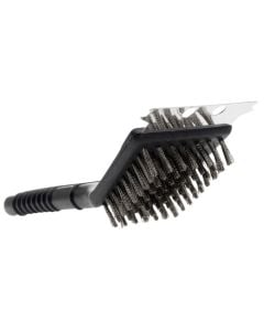 Cleaning brush for barbecue, BBQ, 21x6 cm, black and silver, 2in1, 1 piece