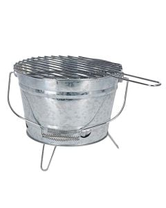 Charcoal barbecue, portable, bucket-shaped, gray, 33x15 cm, metal, silver
