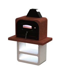 Pizza oven, Capri Premium, concrete and stainless steel, charcoal/wood, 114x64x158 cm, 335 kg, red and gray, 1 piece