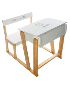 Set of reading table with bench for children, MDF, 58x79x63.5 cm, white, 1 piece