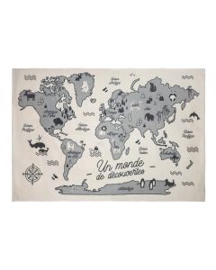 Carpet for children's room, world map, cotton, 150x100 cm, mixed, 1 piece