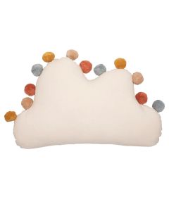 Decorative pillow for children, cloud with pompom, polyester, 30x50 cm, beige, 1 piece