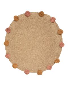 Circular rug for children's room, Pompon, 78x78 cm, brown, 1 piece