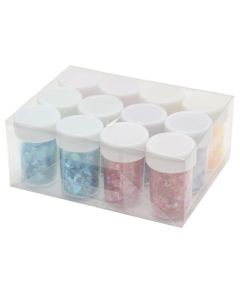 Set of children's plastic, mixed, shiny pacifiers, 12 pieces