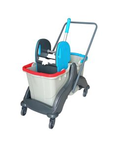 Cleaning bucket set, plastic and metal, 2 buckets x 25 lt, 70x42x82 cm, blue and gray, 1 piece
