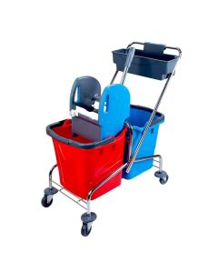 Cleaning bucket set, plastic+metal, 2 buckets x 25 lt, 68x41x86 cm, blue/red and gray, 1 piece