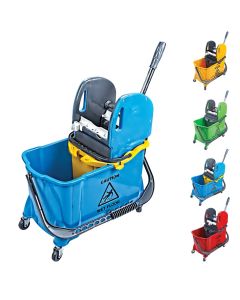 Cleaning bucket, plastic, with wheels, 10+24 lt, 69x32x72 cm, blue and yellow, 1 piece