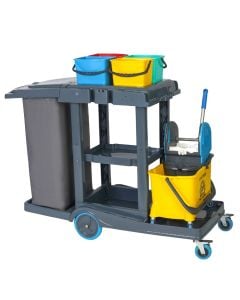 Cleaning set, plastic, waste bin, 4x5 lt, 1x25 lt, 140x53x100 cm, mixed, 1 piece