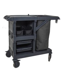 Trolley for cleaning accessories, plastic with wheels, 119x57x108 cm, gray, 1 piece