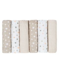 Cotton diapers for babies, Kikka boo, 30x30 cm, mixed beige, 6 pieces
