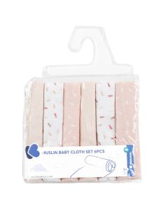 Cotton diapers for babies, Kikka boo, 30x30 cm, mixed pink, 6 pieces