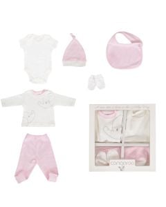 Baby clothing set, Kangaroo, cotton, 0-3 months, pink, 6 pieces, 1 pack