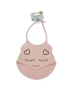 Baby bib, Cangaroo, silicone, 30x20 cm, pink, 1 piece