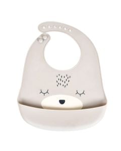 Baby bib, Cangaroo, silicone, 28.5x22.5 cm, gray, 1 piece