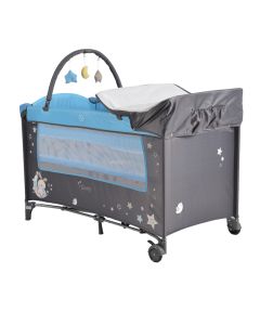 Portable baby bed, Cangaroo, 2 levels, 120x60x77 cm, gray and blue, 1 piece