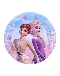 Birthday plate, Frozen II, cardboard, 23 cm, 8 pieces, 1 pack